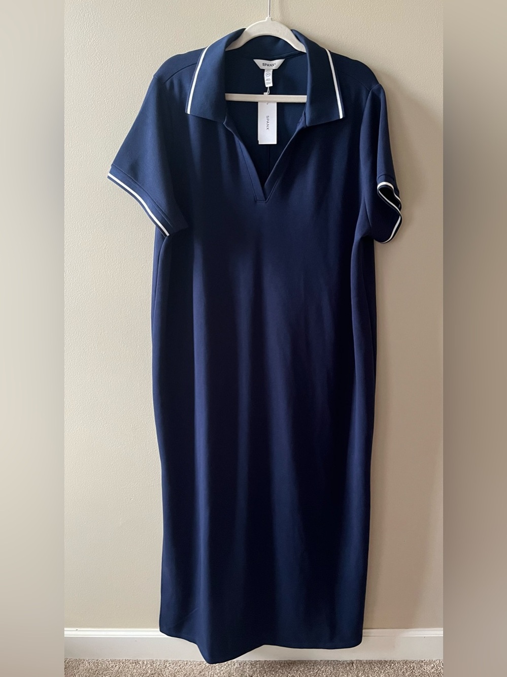 NWT Spanx AirEssentials Pique Polo Dress Short Sleeve Timeless Navy Size 3X